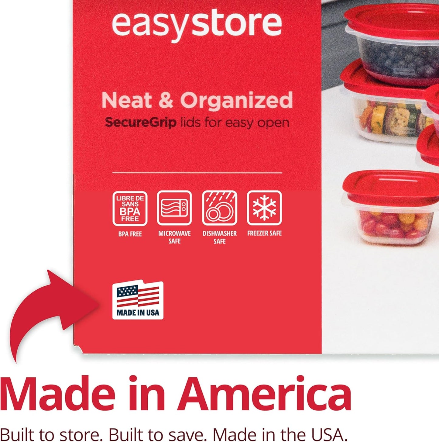 Rubbermaid EasyStore Food Storage Containers - 22-Piece Rectangle & Square Set with Lids