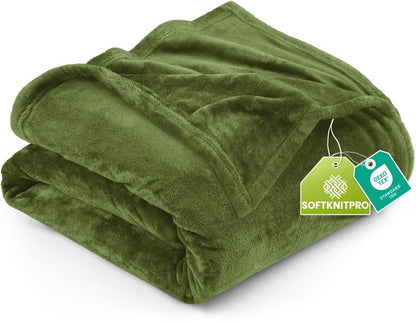 Utopia Bedding Fleece Blanket Queen Size Olive 300GSM Luxury Fuzzy Soft Anti-Static Microfiber Bed Blanket (90x90 Inch)