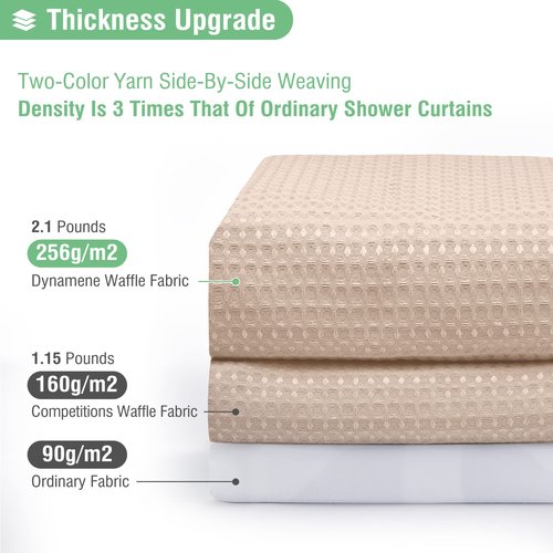 Dynamene Stall Shower Curtain - 60 inch Waffle Weave Heavy Duty Thick Fabric Shower Curtains for Bathroom, Weighted Hotel Spa Luxury Cloth Bath Curtain Set with 10 Plastic Hooks, 60x72, Rose