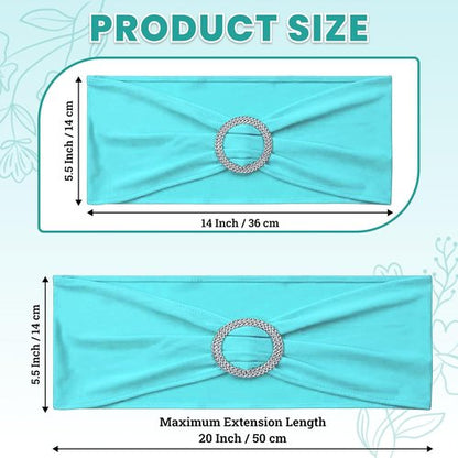 MDS Spandex Chair Sashes - Premium Stretch Covers with Buckle Slider | Universal Fit for Weddings & Events - Aqua Blue