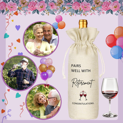 TBITON Retirement Gifts for Woman Men,Best Retired Wine Bag Gift Party Decor, Retired Gifts Leaving Gifts for Coworkers Boss,Pairs Well With Retirement
