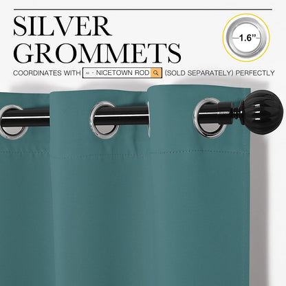 NICETOWN Blackout Curtains for Patio Glass Doors - Sea Teal Privacy Drapes, 42" x 90" (1 Pair)