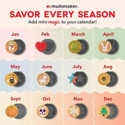 Dash MultiMaker® Mini System Nonstick Replacement Plate Set - 4-Inch Waffle Maker Plates - Sunflower & Bee Design