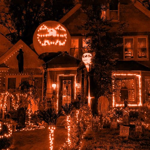 HISHINY Halloween Lights - 100 LED Waterproof Orange Net Lights | 5ft x 5ft Durable Green Wire Design