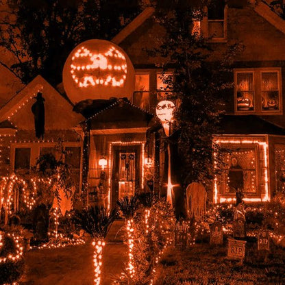 HISHINY Halloween Lights - 100 LED Waterproof Orange Net Lights | 5ft x 5ft Durable Green Wire Design