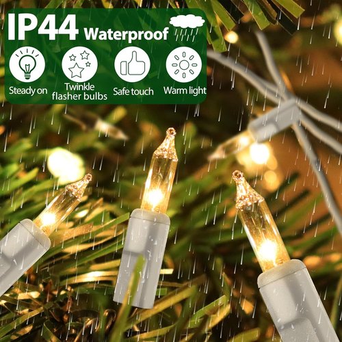 Clear Christmas Lights - 66FT Warm White Mini Lights with 200 Incandescent Bulbs | Indoor & Outdoor Holiday Decor