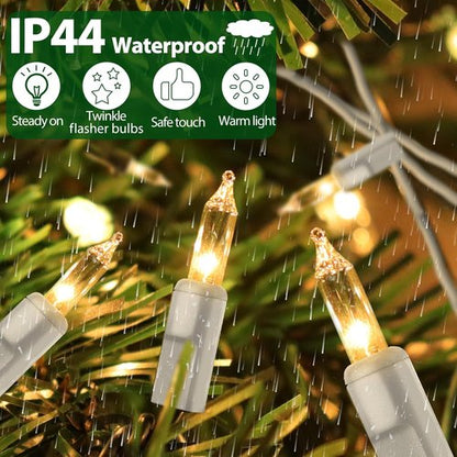 Clear Christmas Lights - 33FT Warm White Mini Bulbs | 100 Incandescent Lights for Indoor & Outdoor Decor