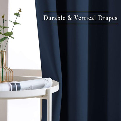 NICETOWN Navy Blue Kitchen Window Curtains 36 inches Long, Grommet Blackout Short Window Treatments Thermal Drapes for Bedroom, 2 Panels, W52 x L36