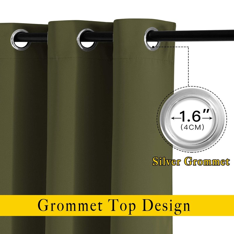 NICETOWN Room Darkening Living Room Curtains 102 inches Long - Grommet Thermal Insulated Window Drapes Room Divider Blinds Sound Reducing for Living Room (W66 x L102, Olive, 2 Pieces)