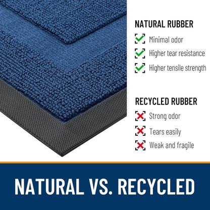 OLANLY Indoor Outdoor Front Door Mat - Waterproof All-Season Doormat, Easy Clean, 29.5x17, Navy Blue