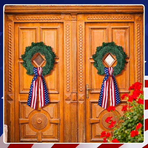 FuWeave Easter Wreath Sash Set - 4 Pcs Satin Spring Decor with Embroidered Monogram | Indoor/Outdoor Use
