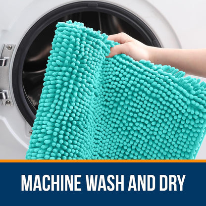 OLANLY Bathroom Runner Rugs - Extra Soft Chenille Bath Mats | 47x24, Quick Dry, Machine Washable, Teal