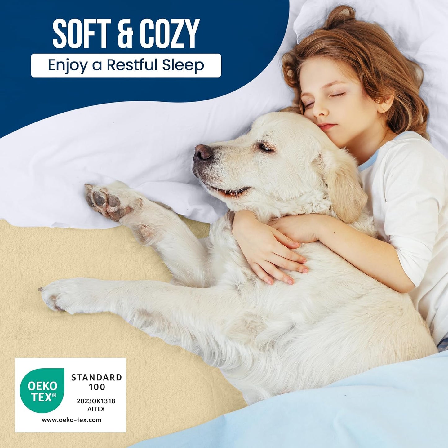 Utopia Bedding Full Size Mattress Protector - Waterproof Terry Cover with Deep Pockets | Soft & Breathable Beige