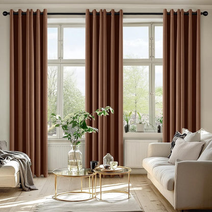 MIULEE Blackout Curtains for Bedroom Living Room 72 Inches Long 2 Panels, Thermal Insulated Room Darkening Drapes Solid Grommet Top Light Blocking Window Curtains W40 x L72 Inch Mocha Brown