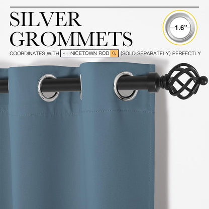 NICETOWN Smoky Blue Blackout Curtains - Thermal Insulated Drapes for Small Windows | 45" Length, 34" Width, 2 Panels