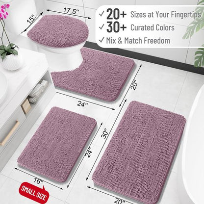 OLANLY Bathroom Rugs 44x32, Extra Soft Absorbent Chenille Bath Rugs, Rubber Backing Quick Dry, Machine Washable Bath Mats for Bathroom Floor, Tub and Shower, Home Decor Accessories, Deep Plum