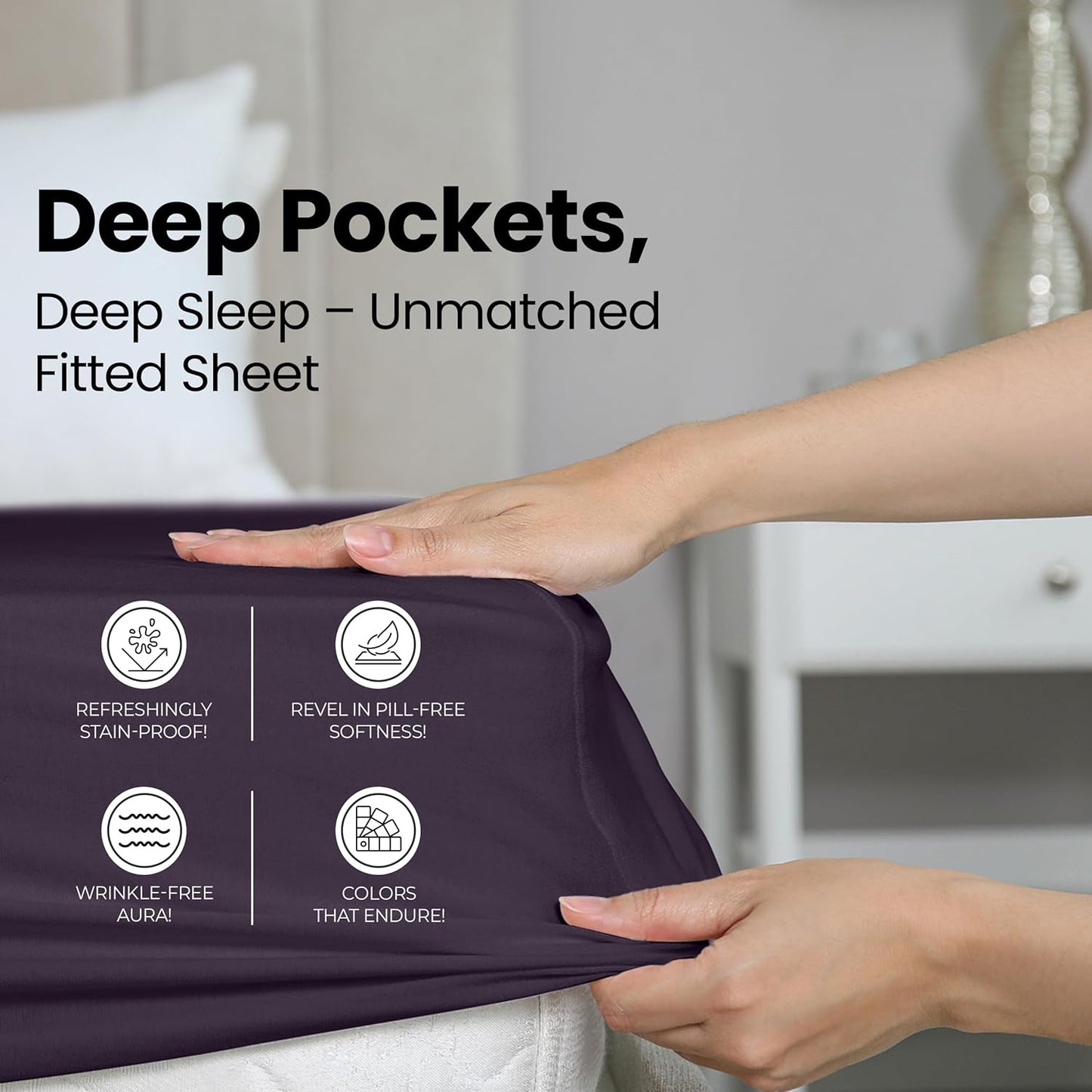 Utopia Bedding Twin Fitted Sheet - Soft Microfiber with Deep Pockets - Fade Resistant - Purple