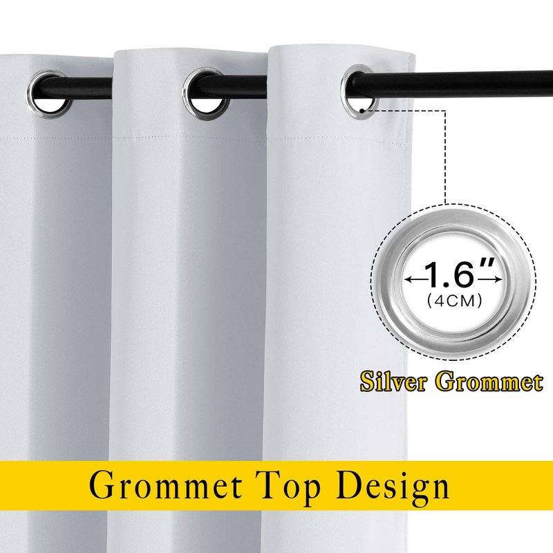 NICETOWN Room Darkening Curtain Panels - Home Fashion Ring Top Thermal Insulated Room Darkening Curtains for Bedroom/Nursery (Greyish White=Light Grey, 2 Panels, 52 inches W x 95 inches)