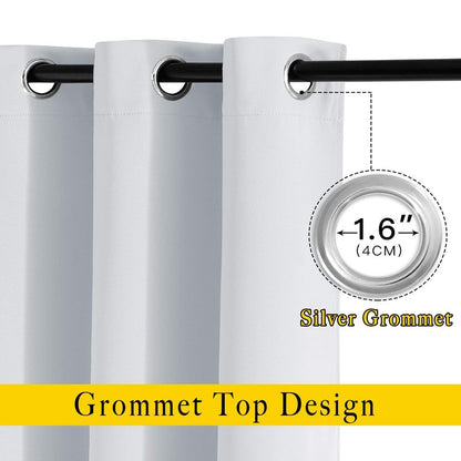 NICETOWN Room Darkening Curtain Panels - Home Fashion Ring Top Thermal Insulated Room Darkening Curtains for Bedroom/Nursery (Greyish White=Light Grey, 2 Panels, 52 inches W x 95 inches)