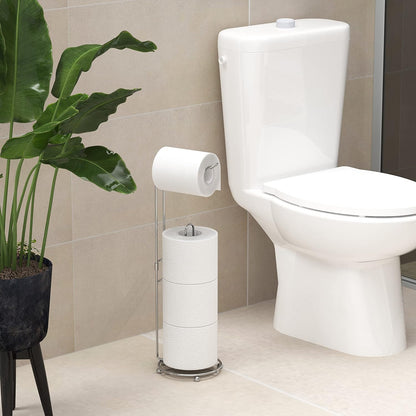 Simple Houseware Toilet Paper Holder - Freestanding Chrome Bathroom Tissue Storage Solution