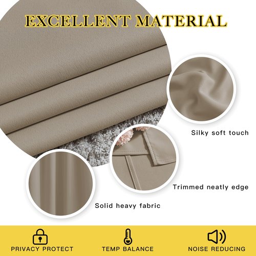 NICETOWN Insulated Curtains Blackout Draperies - Window Treatment Blackout Curtains/Drapes for Bedroom/Living Room Window (54 inches Long, 2 Panel Set, Taupe)