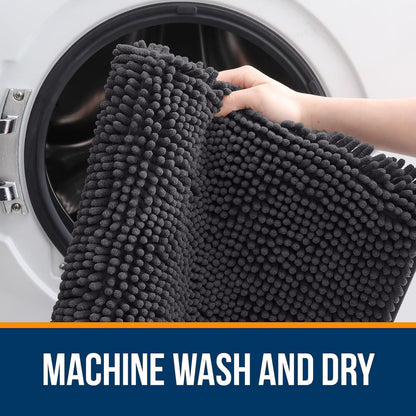 OLANLY Bathroom Rugs - Extra Soft Chenille Bath Mats | Quick-Dry, Machine Washable, 34x21, Dark Grey