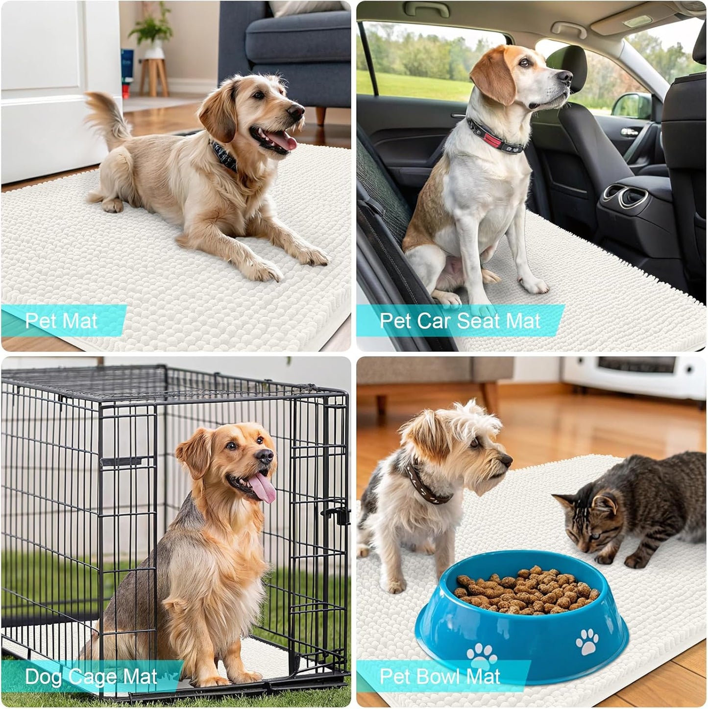 OLANLY Dog Door Mat - Absorbent Non-Slip Washable Doormat for Muddy Paws | 24x16 Inches, Ivory