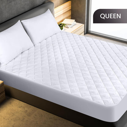 Utopia Bedding Quilted Fitted Mattress Pad - Queen Size Deep Pocket Protector | Machine Washable (White)