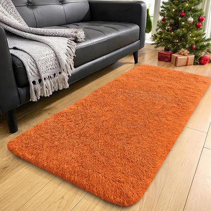 OLANLY Runner Rugs - Soft, Machine Washable Shaggy Design for Hallway & Bedroom | Orange 2x4 ft