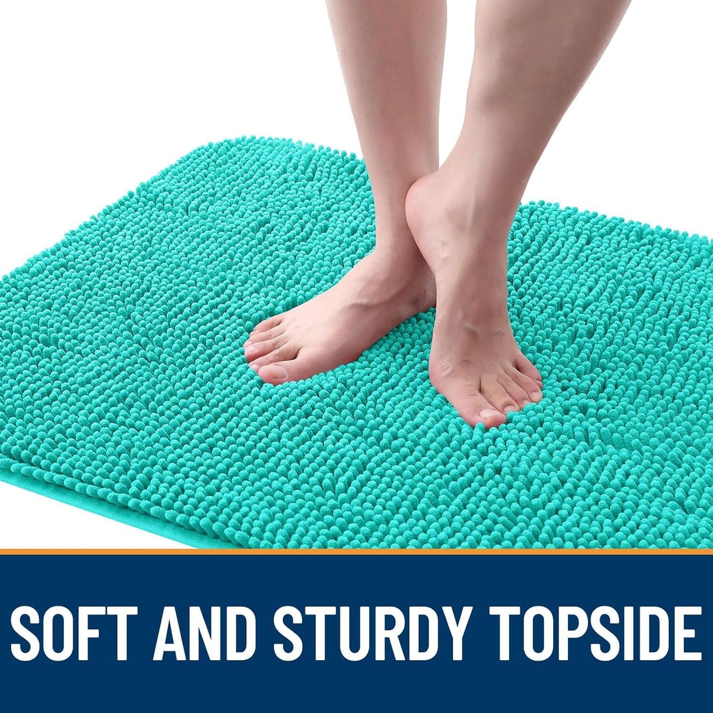 OLANLY Dog Door Mat - Absorbent Non-Slip Chenille Mat for Muddy Paws | 30x17 Inches, Teal