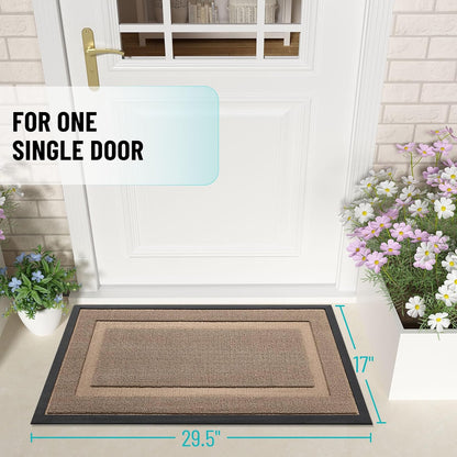 OLANLY Waterproof All-Season Front Door Mat - Sturdy Natural Rubber, Easy Clean | 33x21 Mocha