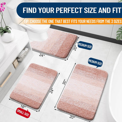 OLANLY Bathroom Runner Rugs Mat 47x17, Extra Soft Absorbent Microfiber Bath Rugs, Rubber Backing, Quick Dry, Washable Long Bath Mats for Bathroom Floor, Tub and Shower, Home Decor Accessories, Peach