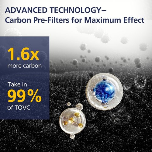 2 Pack FLT5000 HEPA Replacement Filt-er C with 6 Pack Activated Carbon for G-Guardian AC5250PT AC5000 AC5000E AC5300B AC5350B AC5350BCA AC5350W CDAP5500