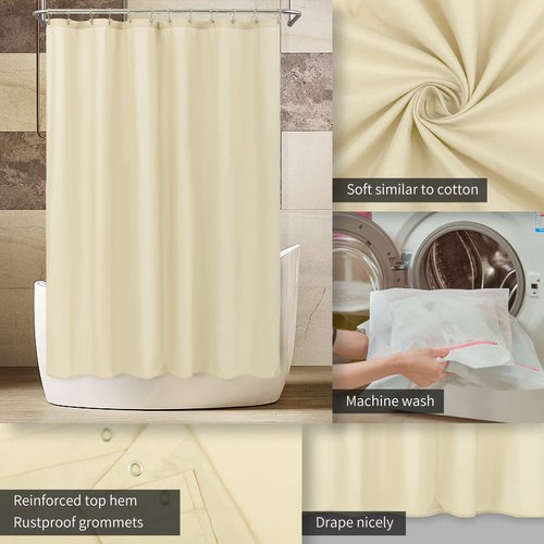 ALYVIA SPRING Extra Long Fabric Shower Curtain Liner Waterproof - 72" x 96", Soft & Lightweight X-Long Shower Curtain with 3 Magnets, Machine Washable - 72x96, Cream