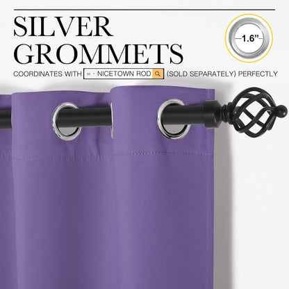 NICETOWN Lilac Purple Blackout Curtains - 120" Long, 55" Wide | Sound Reducing & Energy Efficient Panels (2 Pieces)