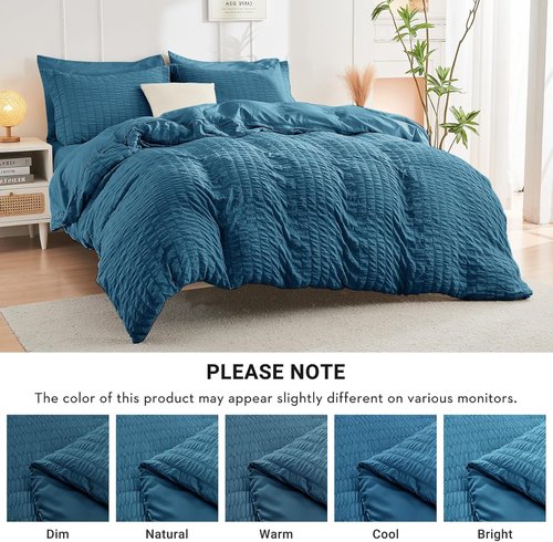 HYMOKEGE Teal Queen Comforter Set - 7-Piece All-Season Luxury Bedding Set with Sheets & Pillowcases