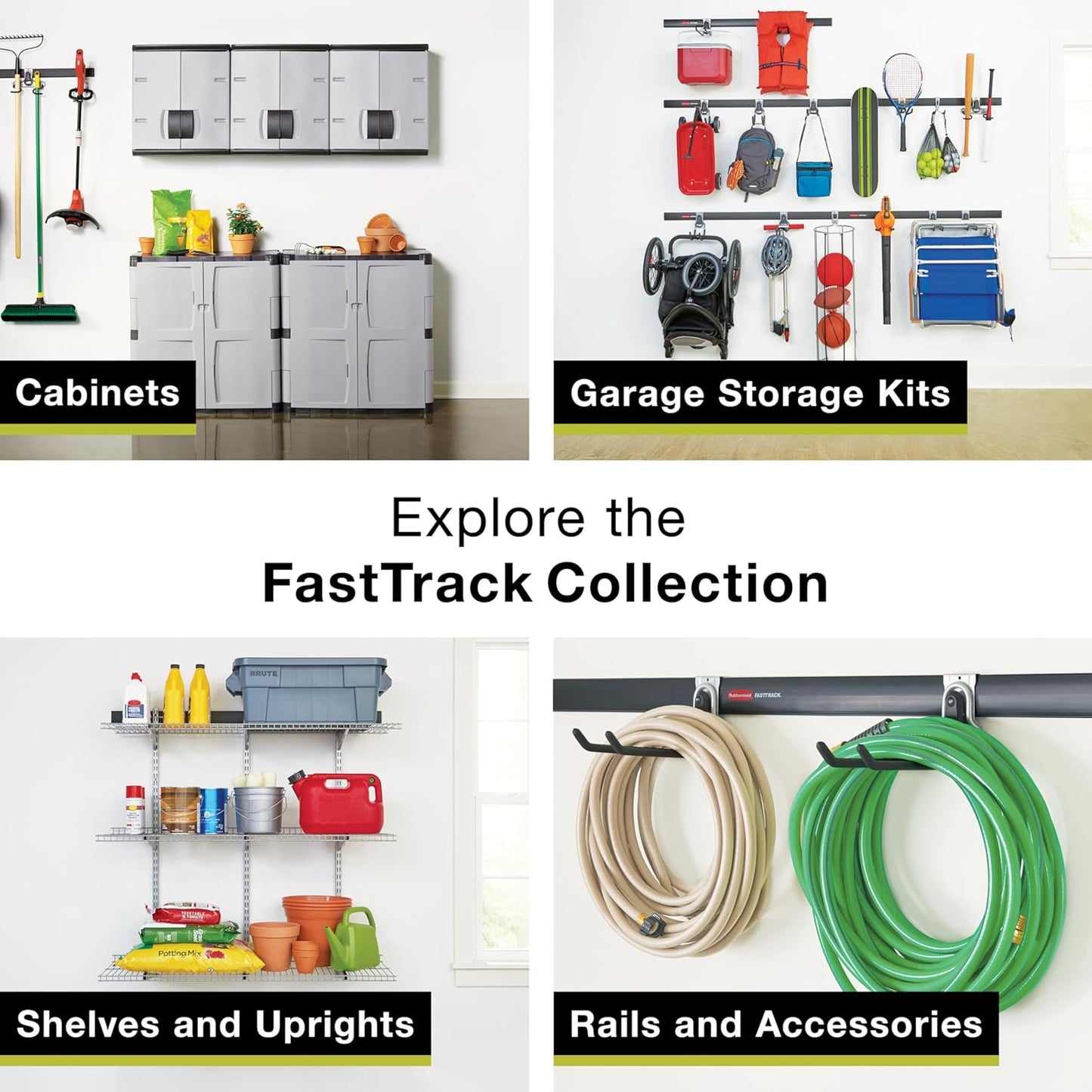 Rubbermaid FastTrack 2-Handle Hook - Space-Saving Garage Storage Solution for Rakes, Brooms, and Ladders