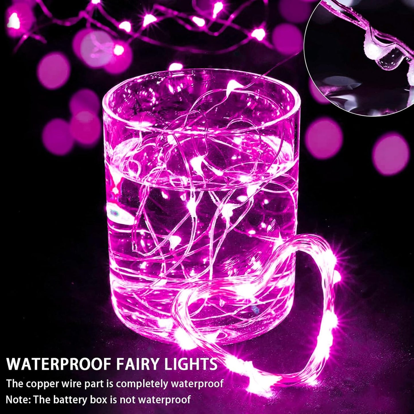 Skiennix 20 LED Pink Fairy Lights - 7Ft Twinkle String Lights | Battery Operated & Waterproof for Parties, Weddings, & Decor