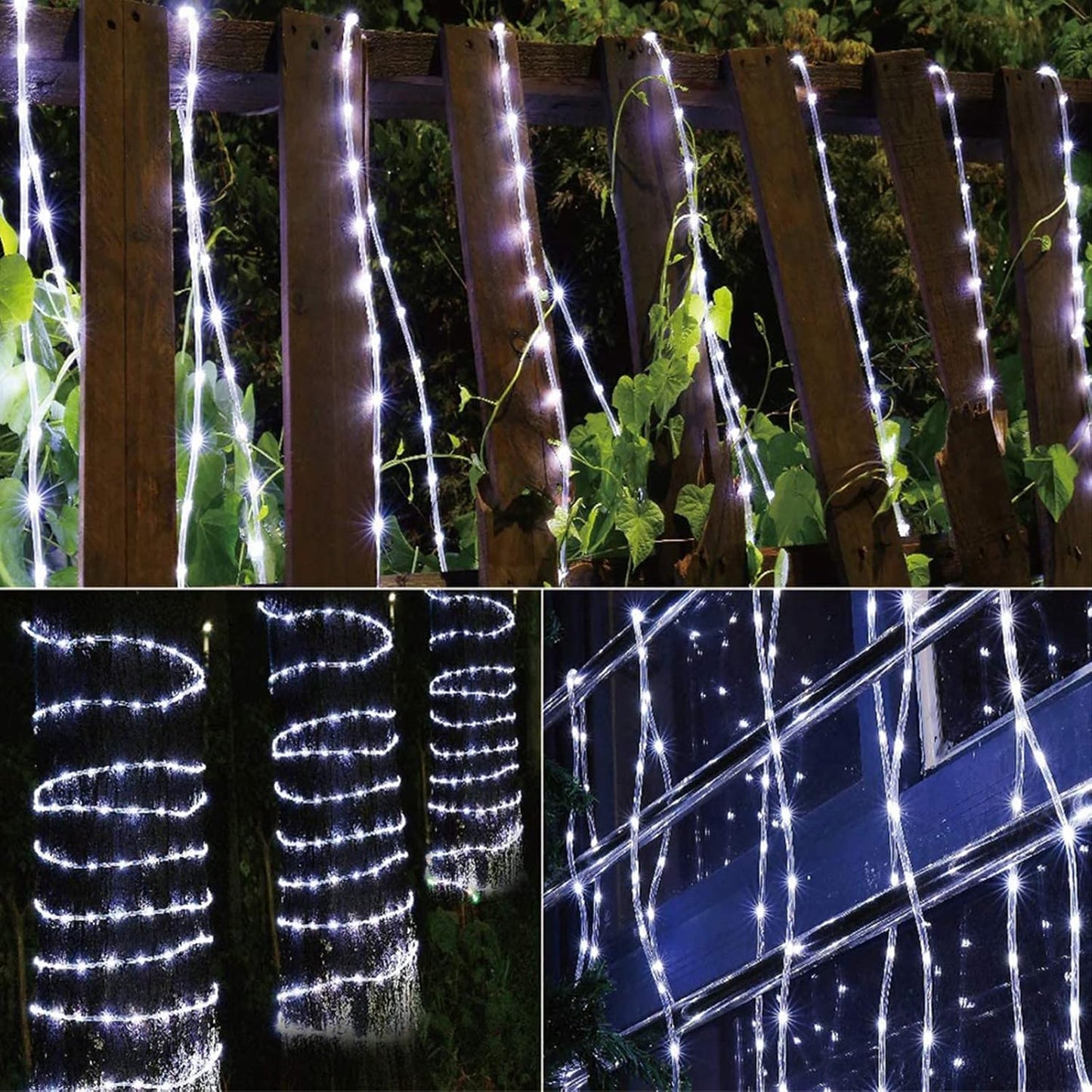 200ft LED Rope Lights by [Brand Name] - Waterproof Outdoor Lighting with 8 Modes | Flexible Tube Lights for Garden, Patio, and Party
