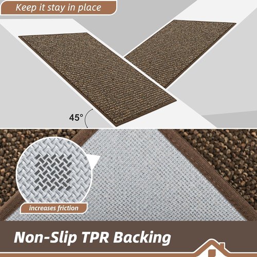 BEQHAUSE Dirt Trapper Door Mat - Non-Slip, Washable, Absorbent Entrance Mat | 20" x 48", Brown