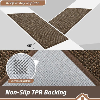 BEQHAUSE Dirt Trapper Door Mat - Non-Slip, Washable, Absorbent Entrance Mat | 20" x 48", Brown