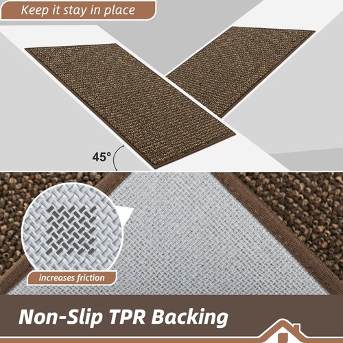 BEQHAUSE Dirt Trapper Door Mat 20" x 32", Non-Slip Washable Doormats Entrance Mat, Dirt Resistant and Absorbent Welcome Mat, Low Profile Floor Mats for Front Back Door and Entryway, Brown