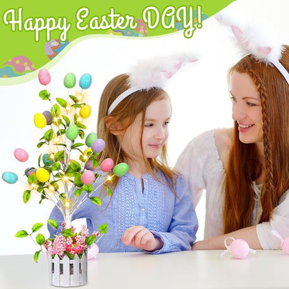 Glooglitter 24-Inch Tall Lighted Easter Egg Tree - LED Indoor Table Decoration for Spring Celebrations