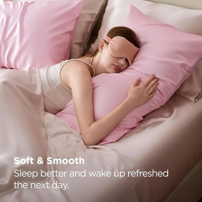 Bedsure Satin Pillowcase - Luxurious Silk-Like Feel | Standard Size 20x26 Inches, Pink, 2-Pack