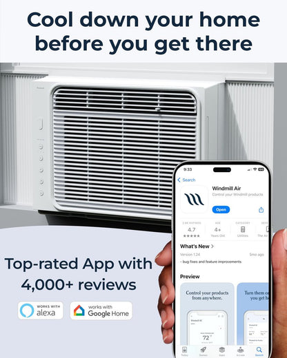 Windmill Window Air Conditioner - Quiet & Smart, Easy Install, Voice-Enabled, Remote & App Control AC Unit - 5,000 BTU Lite