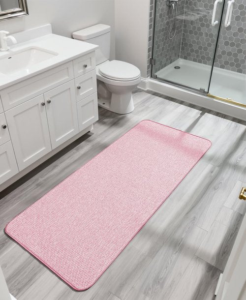 Bosap Bath Mat,Ultra Thin Bathroom Runner Rugs,Large Bath Mats for Bathroom,Quick Dry,Non-Slip,Machine Washable,Low Pile,Bath Rug,Shower Outside,Sink,Home Decor Accessories.Pink,3'x5'(36x60inch)