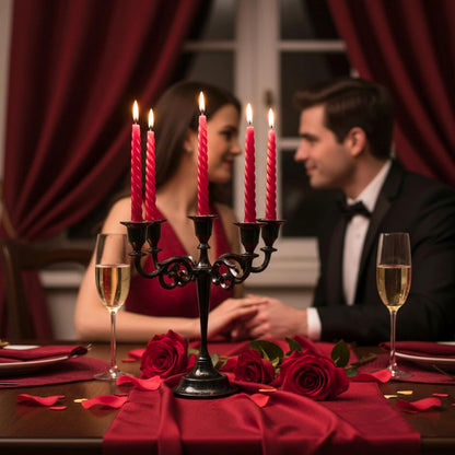 Rely+ 5 Arm Candelabra | Elegant Black Glossy Taper Candle Holders for Indoor Décor