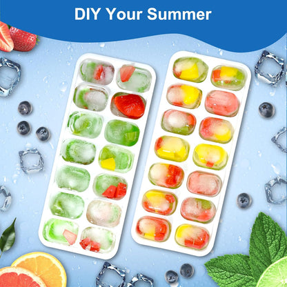 Skiennix Silicone Ice Cube Tray - Easy-Release Stackable Design, BPA-Free, 4 Pack with Lids (56 Cubes)