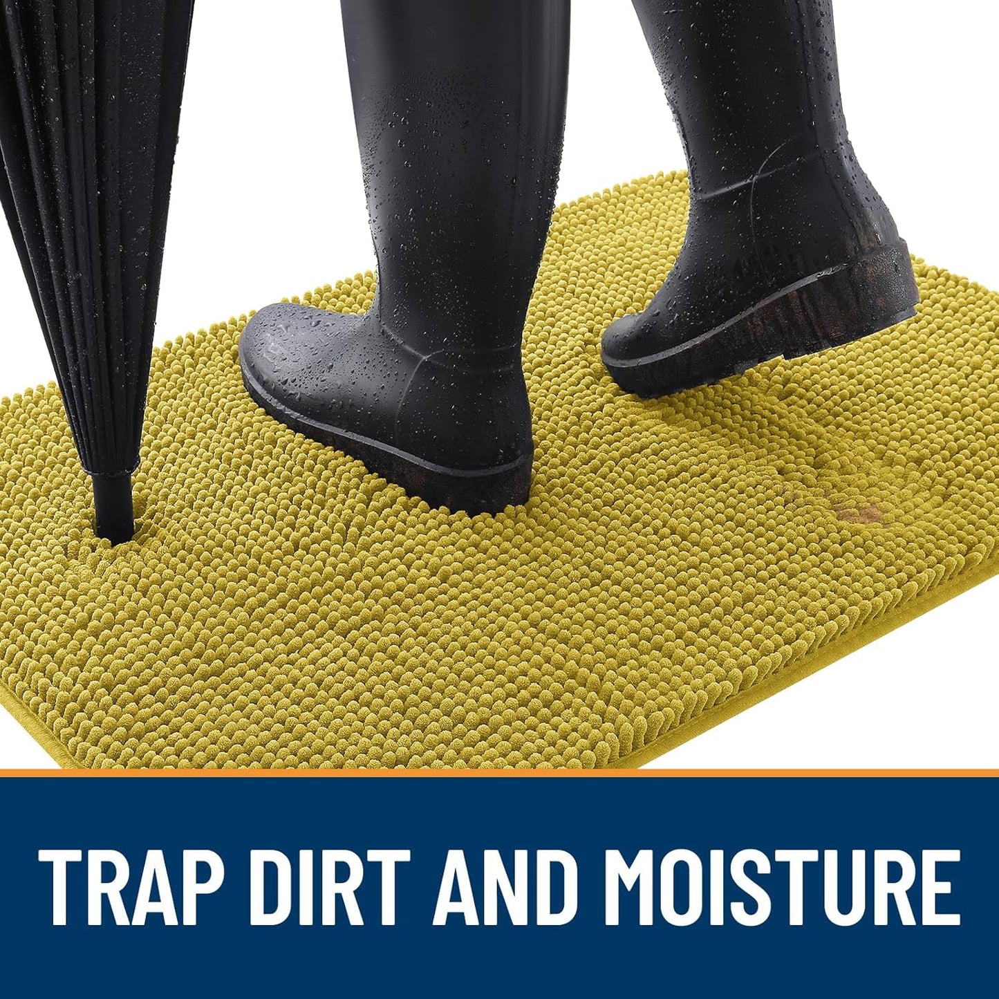 OLANLY Dog Door Mat - Absorbent Non-Slip Mud Mat for Indoor Use | 30x20 Mustard Yellow, Quick Dry Chenille