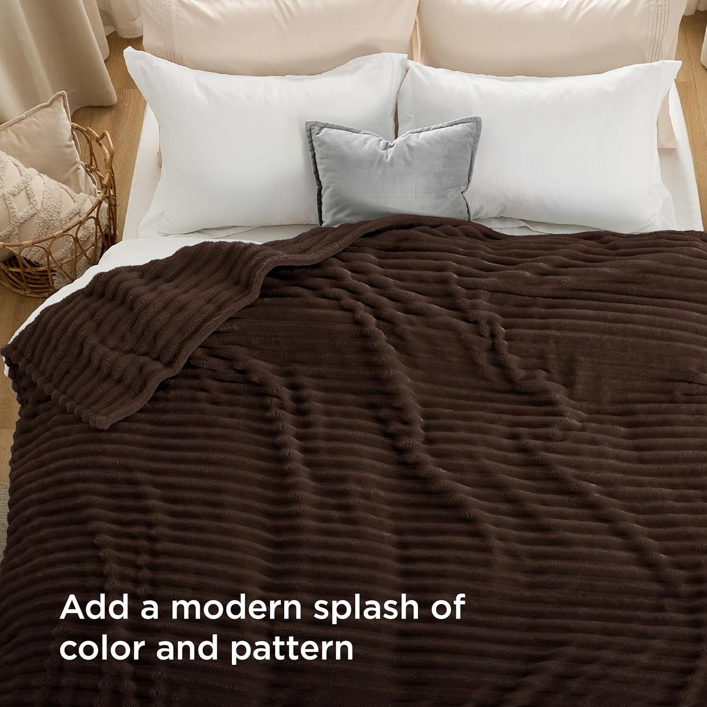 Bedsure GentleSoft Queen Blanket - Cozy Dark Chocolate Throw for Couch, 90x90 Inches
